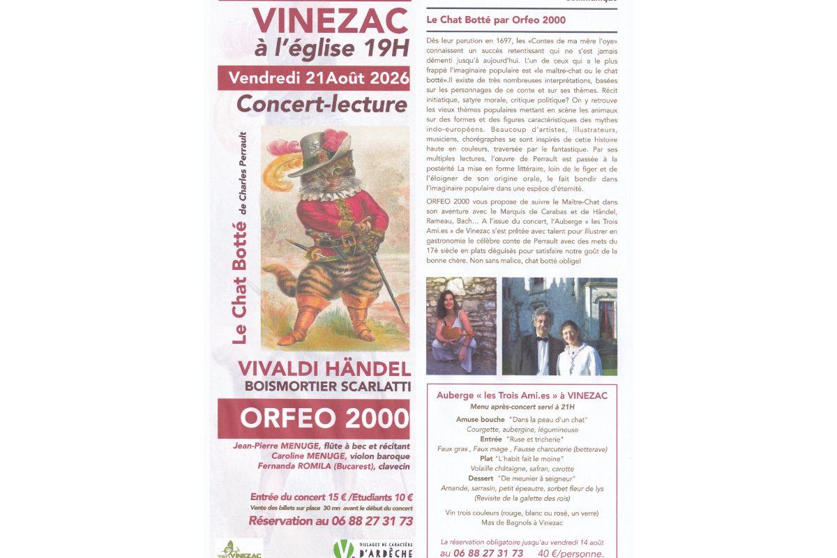CONCERT LE CHAT BOTTE EGLISE DE VINEZAC VENDREDI 21 AOÛT