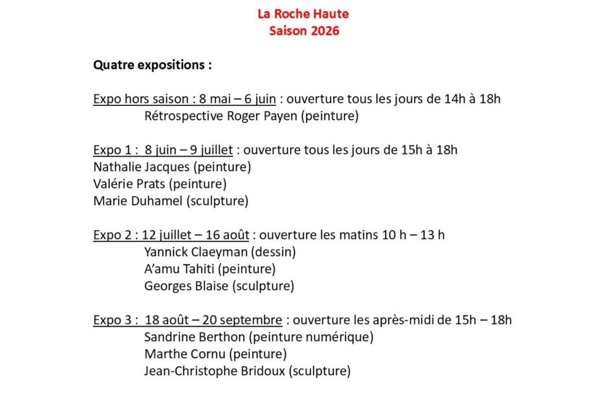 Expositions été 2026
