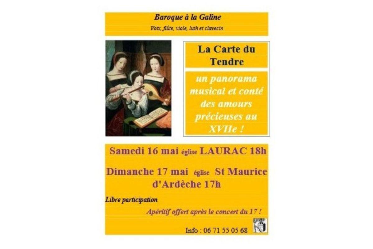 La carte du tendre - BAROQUE A LA GALINE - DIMANCE 17 MAI A 17 H 00